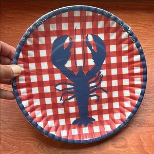 Talbots “180 degrees” Lobster Print Melamine 9” Round Plate Set of 4